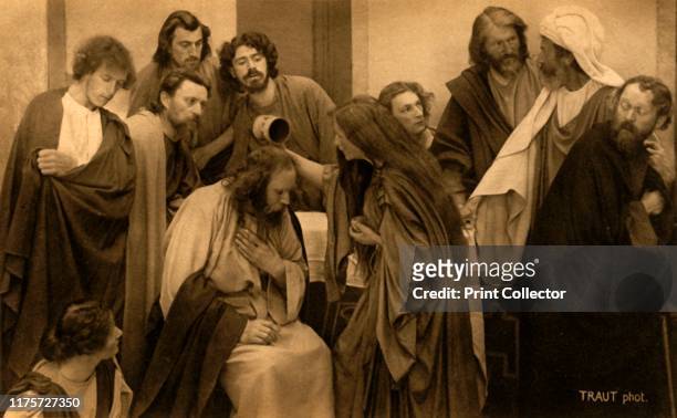 The Anointing, 1922. Players in the Oberammergau Passion Play. The play is performed every 10 years, on open-air stages, by the inhabitants of the...
