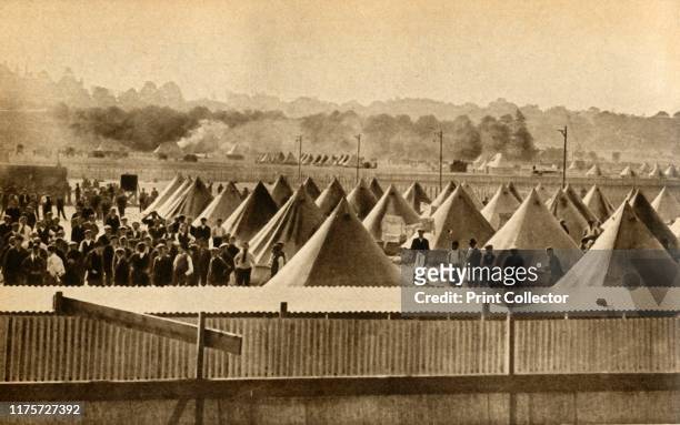 Internment camp for 'enemy aliens', Newbury, First World War, 1914-1918, . 'The problem of housing interned enemy aliens became acute chiefly because...