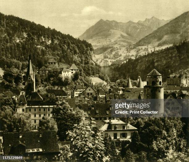 Feldkirch, Vorarlberg, Austria, circa 1935. View of the medieval town on Feldkirch in the state of Vorarlberg. From "Österreich - Land Und Volk", ....