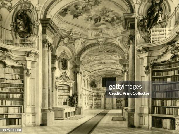 The Library, Admont Abbey, Austria, circa 1935. The Baroque library at Admont Abbey is the largest monastic library in the world. Designed by Joseph...