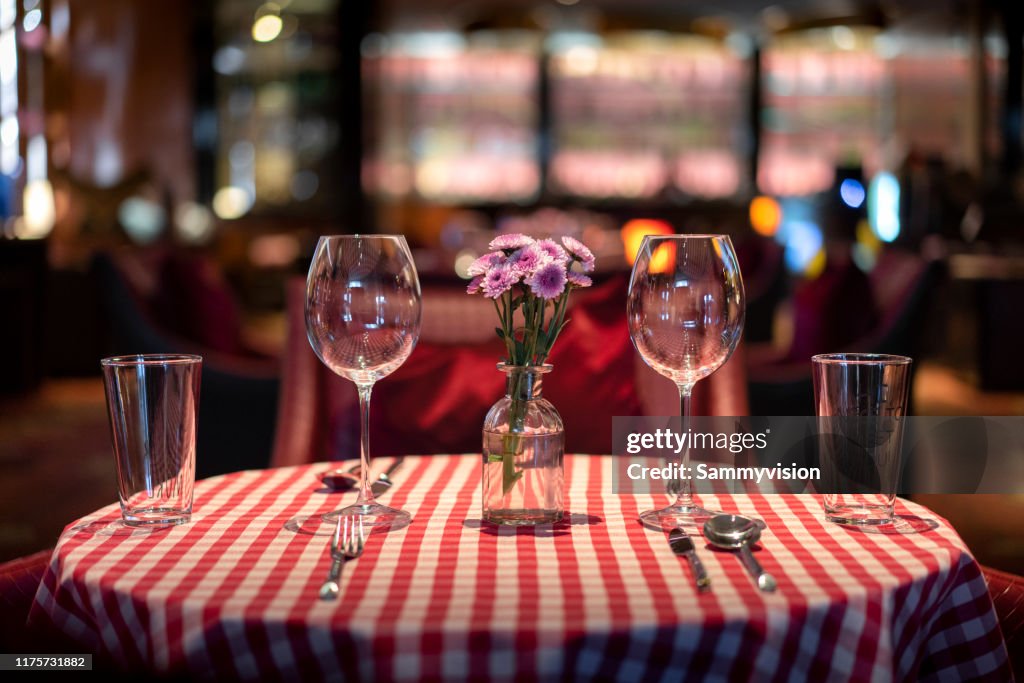 Dining table in the luxury restaurant