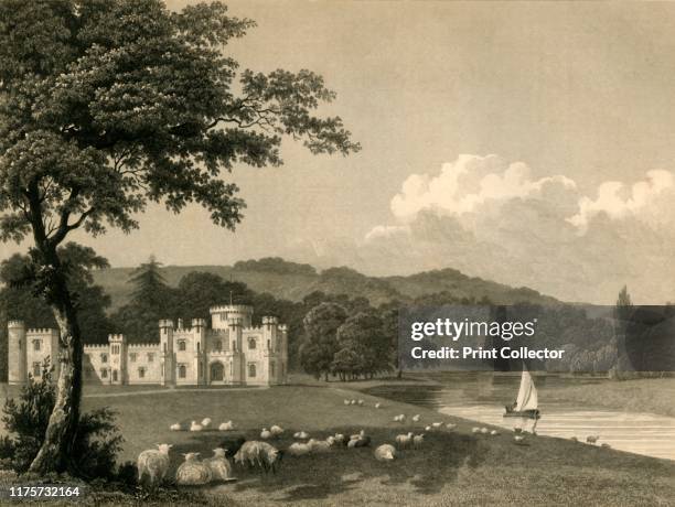 Knepp Castle', 1835. Castellated mansion in West Grinstead, built circa 1808 by John Nash under the commission of Sir Charles M Burrell. Engraving by...