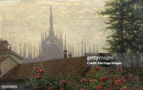 The Towers of the Duomo, 1900-1901. Found in the Collection of Palazzo Morando, Milano. Artist Morbelli, Angelo .