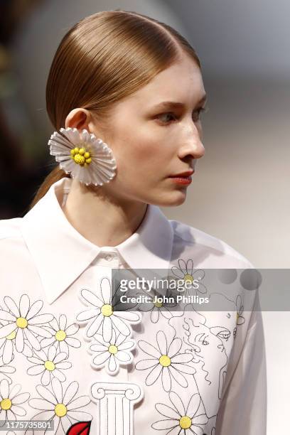 Model, fashion detail, walks the runway at the Vivetta show during the Milan Fashion Week Spring/Summer 2020 on September 19, 2019 in Milan, Italy.