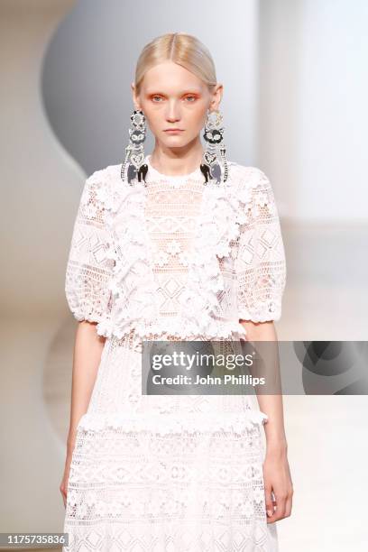 Model walks the runway at the Vivetta show during the Milan Fashion Week Spring/Summer 2020 on September 19, 2019 in Milan, Italy.