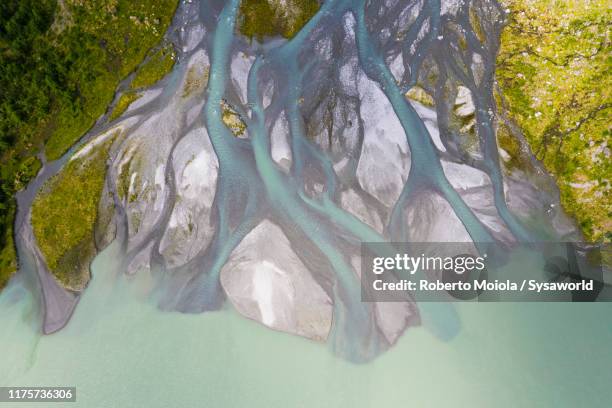 boyabreen glacier from above, fjaerland, norway - jostedalsbreen stock-fotos und bilder