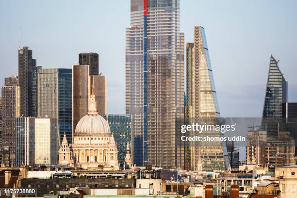 rooftop view over london city skyline - st paul's cathedral london stock-fotos und bilder