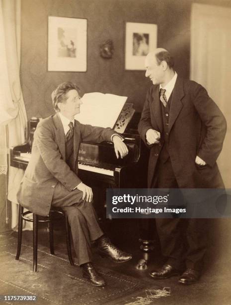 Alexander Zemlinsky and Arnold Schönberg in Prague, 1917. Private Collection. Artist Photo studio Schlosser & Wenisch, Prague .