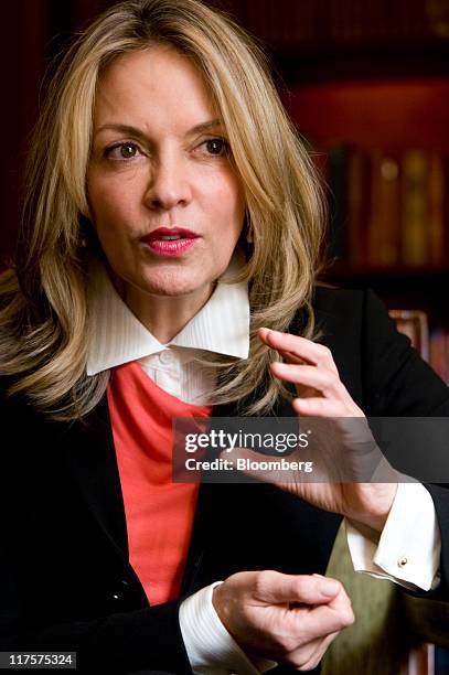 Maria Emma Mejia, secretary-general of the Union of South American Nations , speaks during an interview in Bogota, Colombia, on Wednesday, June 15,...