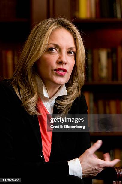 Maria Emma Mejia, secretary-general of the Union of South American Nations , speaks during an interview in Bogota, Colombia, on Wednesday, June 15,...