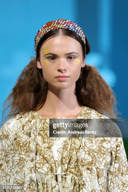 Model walks the runway at the Daniela Gregis show during the Milan Fashion Week Spring/Summer 2020 on September 19, 2019 in Milan, Italy.