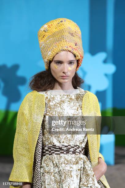 Model walks the runway at the Daniela Gregis show during the Milan Fashion Week Spring/Summer 2020 on September 19, 2019 in Milan, Italy.