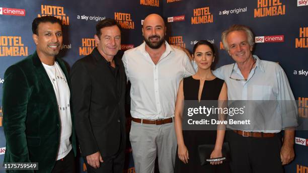 Jomon Thomas Jason Isaacs, Anthony Maras, Nazanin Boniadi and John Collee attend a Gala Screening of "Hotel Mumbai" at The Electric Cinema, on...