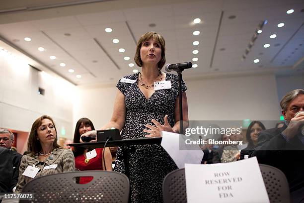 Christi Turnage, a breast cancer patient, testifies in favor of Avastin during a Food and Drug Administration hearing in Silver Spring, Maryland,...