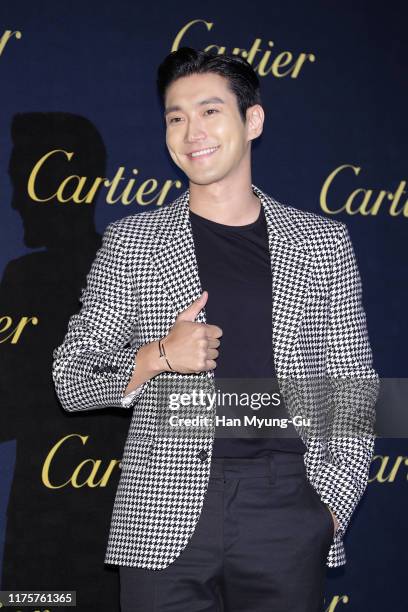Choi Si-Won of South Korean boy band Super Junior attends the Photocall for 'Cartier' Juste Un Clou launch party on September 19, 2019 in Seoul,...