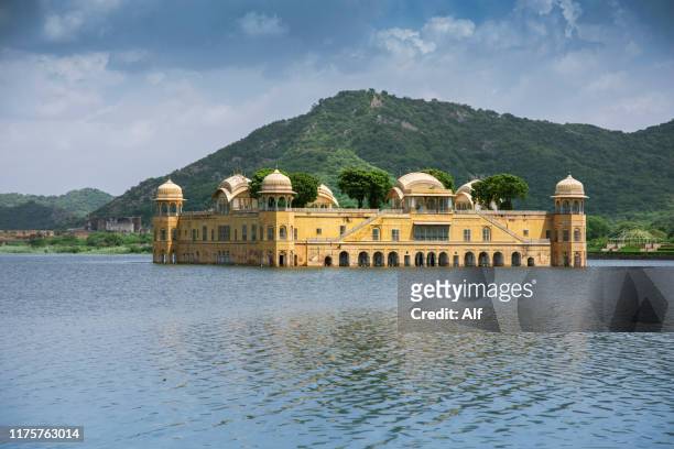 jal mahal palace (water palace) of jaipur, rajasthan, india - lake palace stockfoto's en -beelden