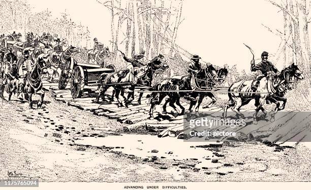 american civil war:sherman's march from savannah to bentonville - arkansas v georgia stock illustrations