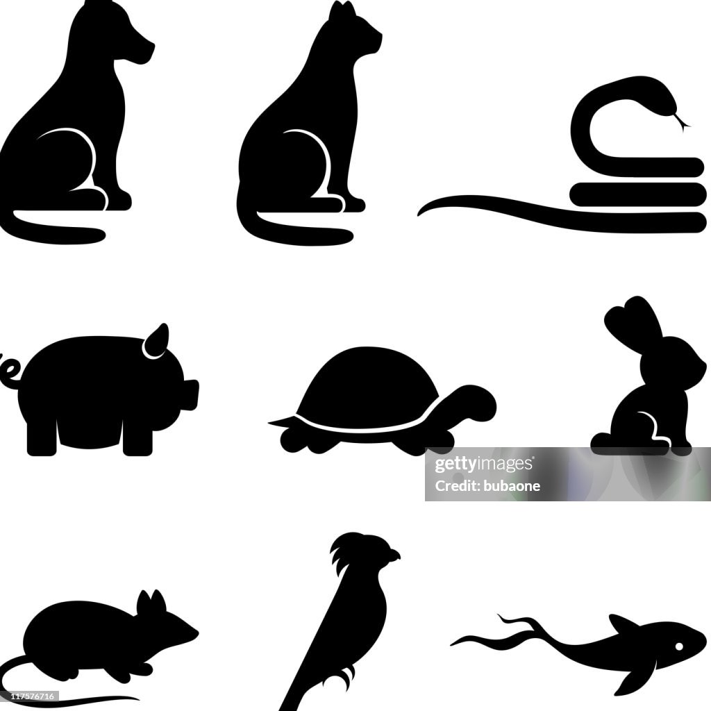 Simplified Animal Royaltyfree Vector Arts Black And White Icon Set High-Res  Vector Graphic - Getty Images