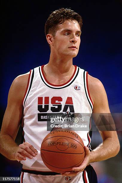 Christian Laettner of the United States Senior Men's National Basketball Team stays focused during the Basketball Tournament of Americas circa 1992...