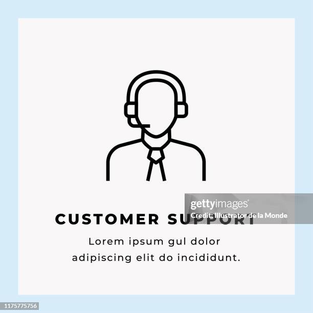 bildbanksillustrationer, clip art samt tecknat material och ikoner med ikon för kund support linje lager illustration - hörlurar