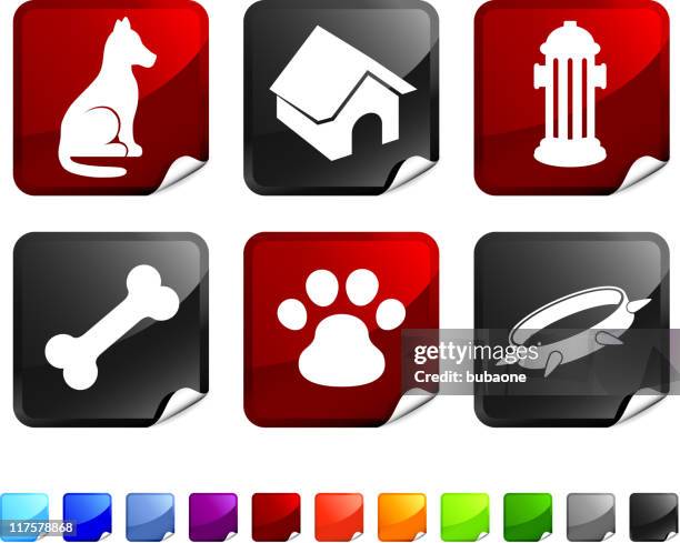 man's best friend royalty free vector icon set stickers - fire hydrant stock illustrations