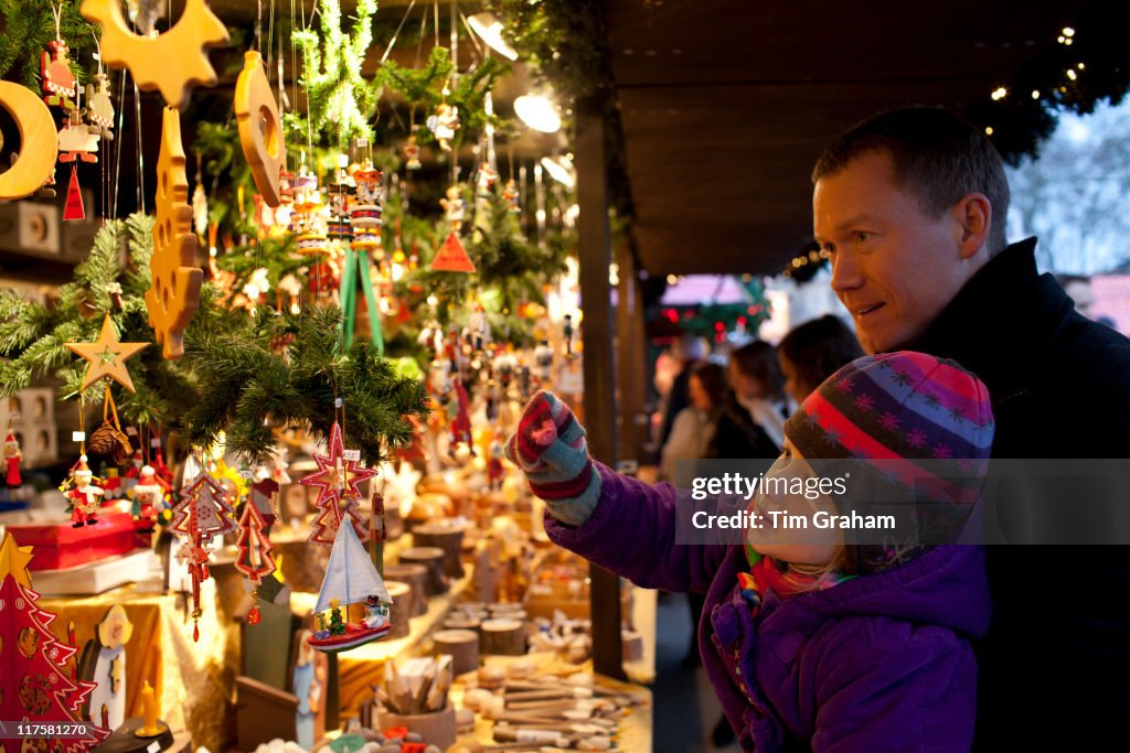 Father and Child at Christmas Market in London