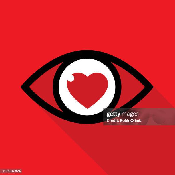 red heart eye icon - flirting stock illustrations