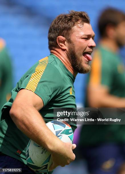 Duane Vermeulen of South Africa in action during the South Africa Captain's Run ahead of the Rugby World Cup pool B match between New Zealand and...