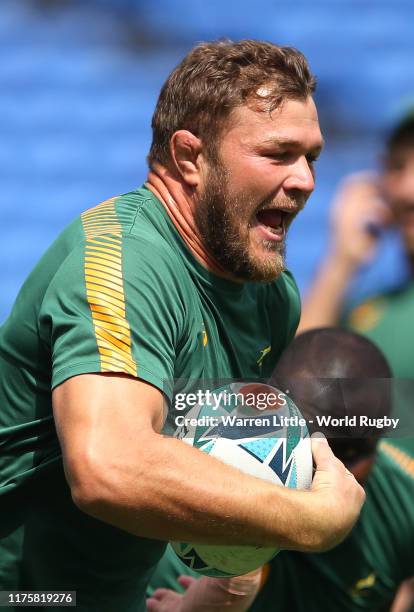 Duane Vermeulen of South Africa in action during the South Africa Captain's Run ahead of the Rugby World Cup pool B match between New Zealand and...