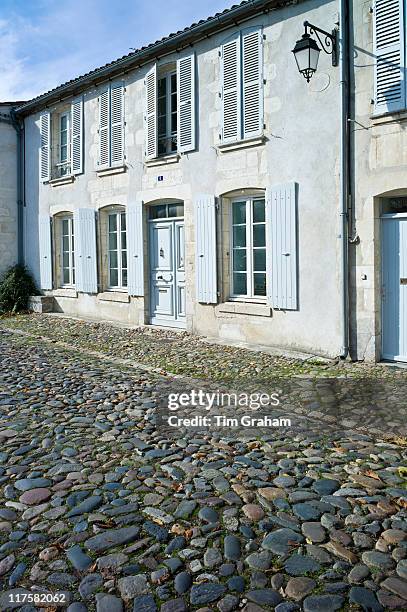 Cobbled stones street scene at St Martin de Re, Ile de Re, France