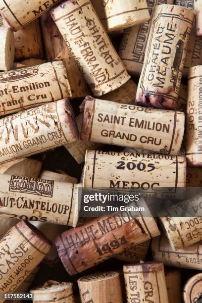 Corks from French wine bottles from St Emilion and surrounding wine regions of France