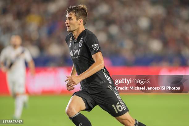 Graham Smith of Sporting Kansas City gets after a ball during a game between Sporting Kansas City and Los Angeles Galaxy at Dignity Health Sports...