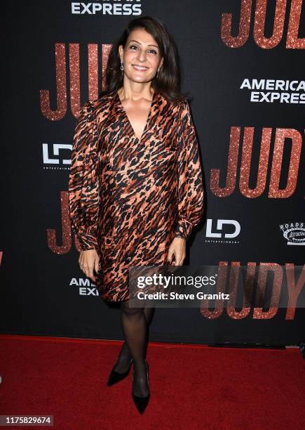 Nia Vardalos arrives at the LA Premiere Of Roadside Attraction's "Judy" at Samuel Goldwyn Theater on September 19, 2019 in Beverly Hills, California.