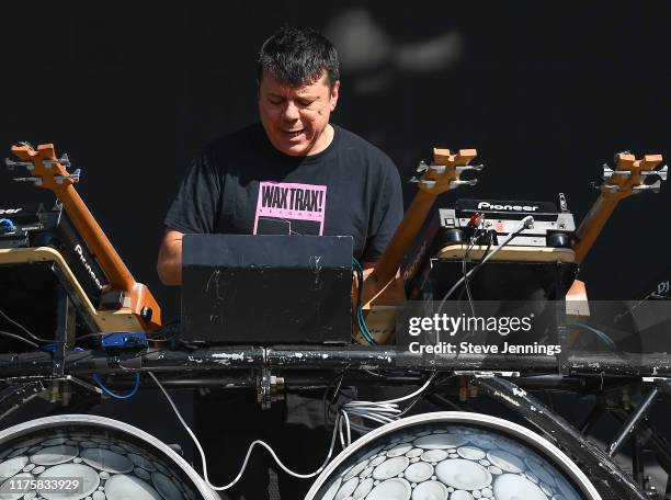 Electronic musicial Scott Kirkland of The Crystal Method performs on Day 3 of the 2019 Aftershock Music Festival at Discovery Park on October 11,...