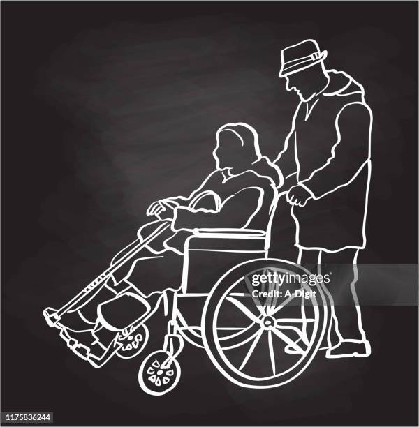 supportive husband chalkboard - mobility aid stock illustrations