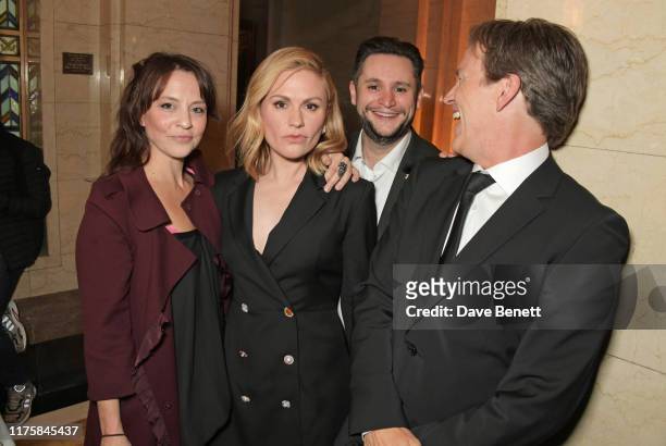 Ania Sowinski, Anna Paquin, guest and Stephen Moyer attend The Academy Of Motion Pictures Arts And Sciences 2019 New Members Party during the 63rd...
