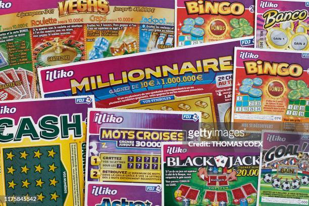 French scratchcard games are pictured on March 9, 2012 in Paris. Française des Jeux , the operator of France's national lottery games, will launch...