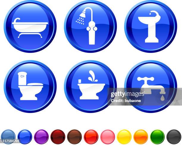 bathroom equipment royalty free vector icon set - shower head stock illustrations