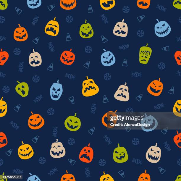 halloween seamless pattern - halloween pattern vector stock illustrations