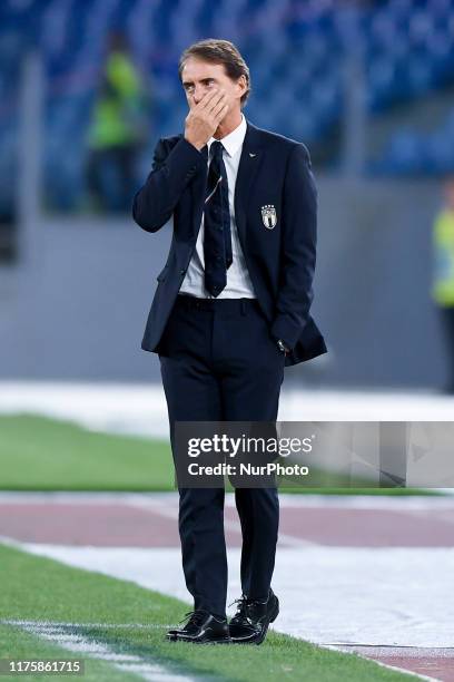 Roberto Mancini head coach of Italy during the European Qualifier Group J match between Italy and Greece at at Stadio Olimpico, Rome, Italy on 12...