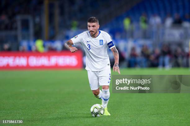 Kostas Stafylidis of Greece during the European Qualifier Group J match between Italy and Greece at at Stadio Olimpico, Rome, Italy on 12 October...