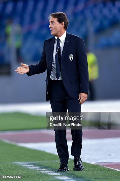 Roberto Mancini head coach of Italy during the European Qualifier Group J match between Italy and Greece at at Stadio Olimpico, Rome, Italy on 12...