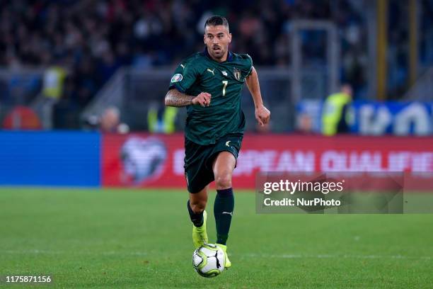 Leonardo Spinazzola of Italy during the European Qualifier Group J match between Italy and Greece at at Stadio Olimpico, Rome, Italy on 12 October...