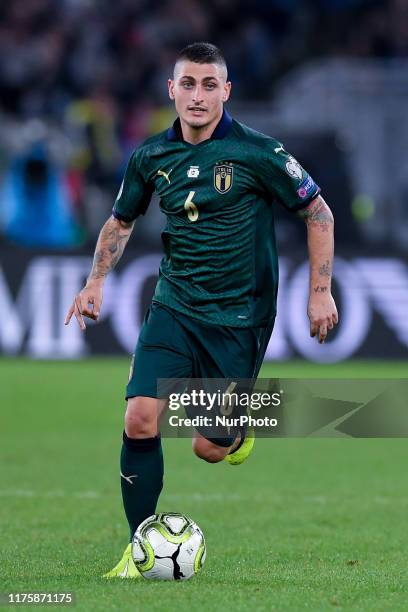 Marco Verratti of Italy during the European Qualifier Group J match between Italy and Greece at at Stadio Olimpico, Rome, Italy on 12 October 2019.