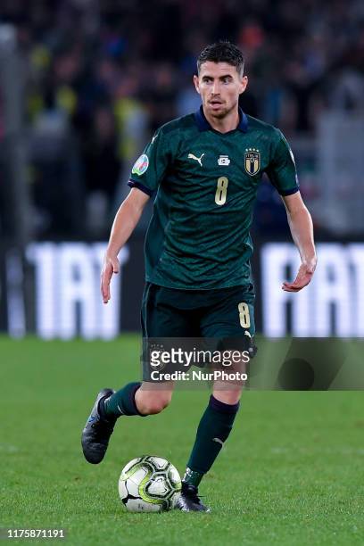 Jorginho of Italy during the European Qualifier Group J match between Italy and Greece at at Stadio Olimpico, Rome, Italy on 12 October 2019.