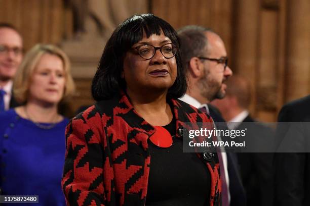 Labour Party Shadow Home Sedretary Diane Abbott walks through the Central Lobby back to the House of Commons after the Queen's Speech during the...