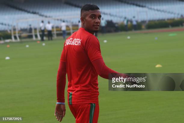 Bangladesh's National football team captain Jamal Bhuyan with a team at the practices session for the FIFA WORLD CUP 2022 Qualifier match against...