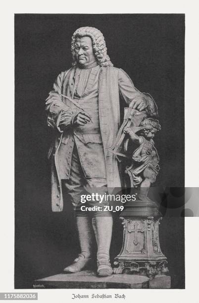 stockillustraties, clipart, cartoons en iconen met johann sebastian bach, duits componist (1685-1750), raster print, gepubliceerd 1885 - johann sebastian bach
