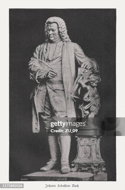 johann sebastian bach, german composer (1685-1750), raster print, published 1885 - baroque stock illustrations