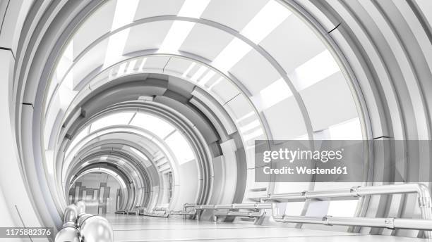 rendering of a futuristic tunnel - futuristic interior stock illustrations